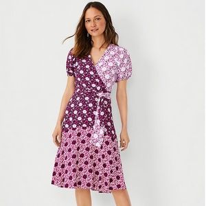 Ann Taylor Floral Wrap Midi Dress